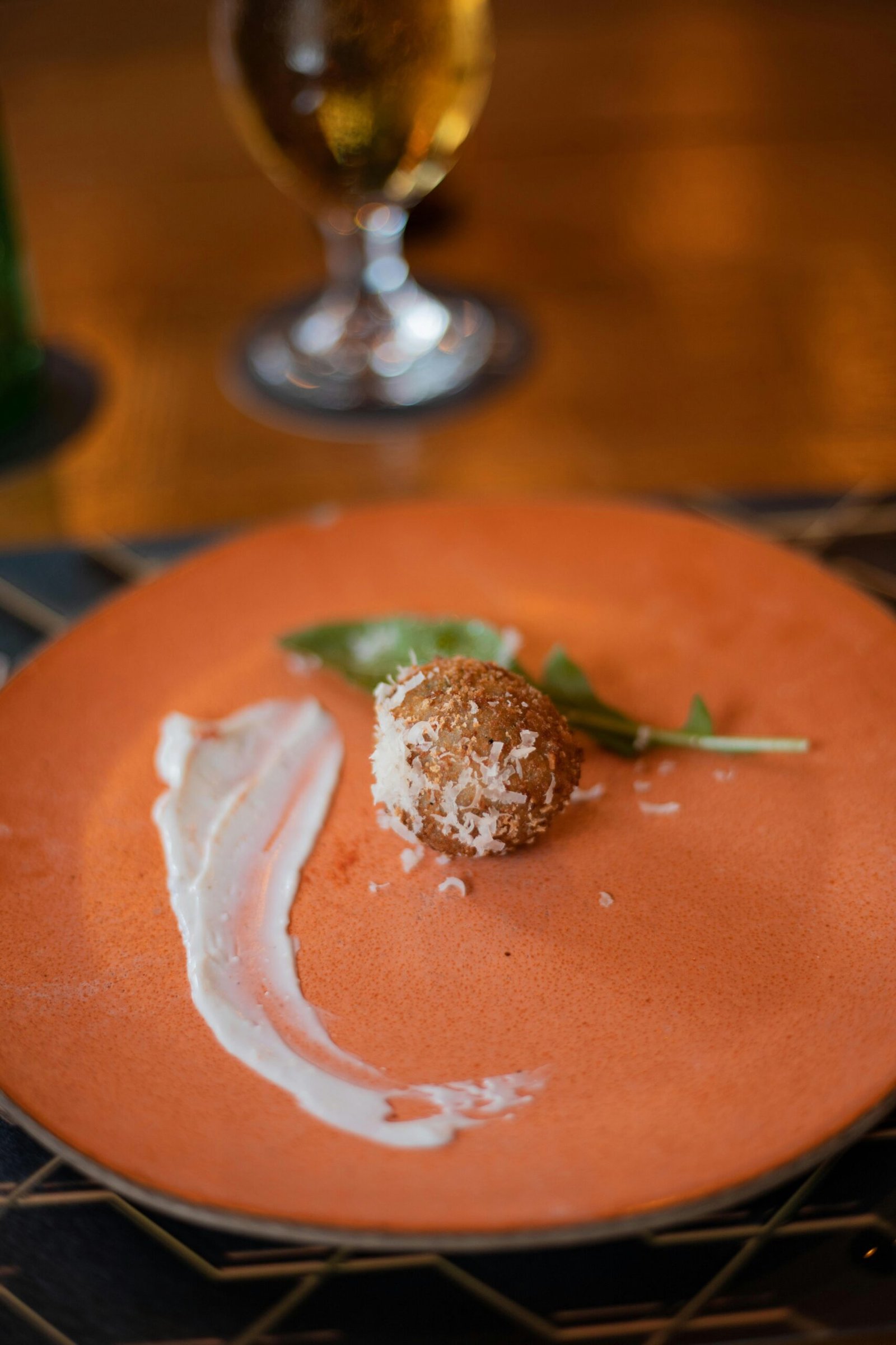 a plate with a dessert on it on a table